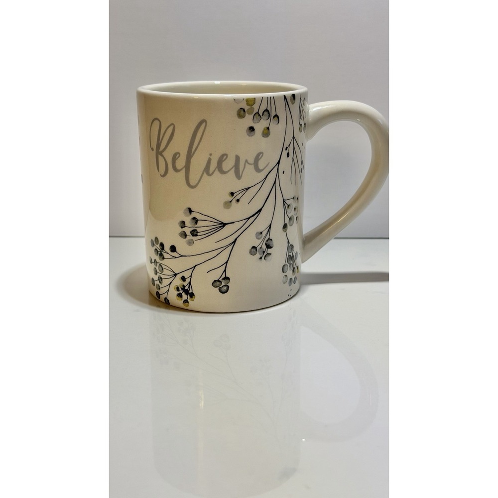 Believe Coffee Mug Porcelain Fitz And Floyd One Look And You Know Tea Cup 12 oz